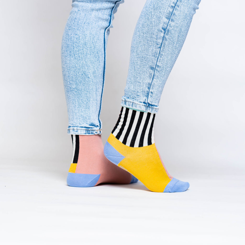 nice socks half stripes - rose mint