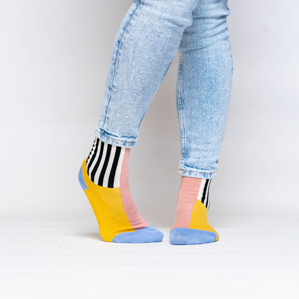 nice socks half stripes - rose mint