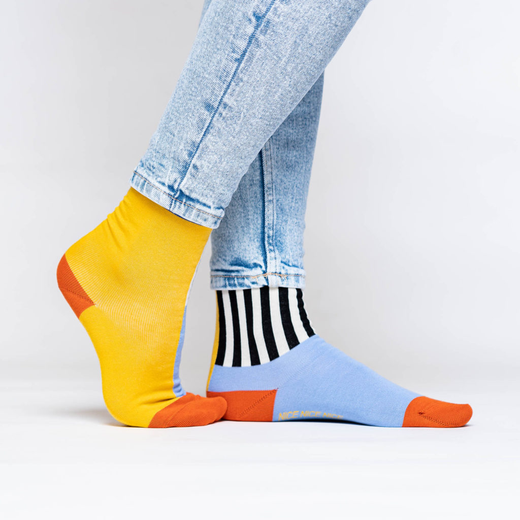 nice socks half stripes - lavender