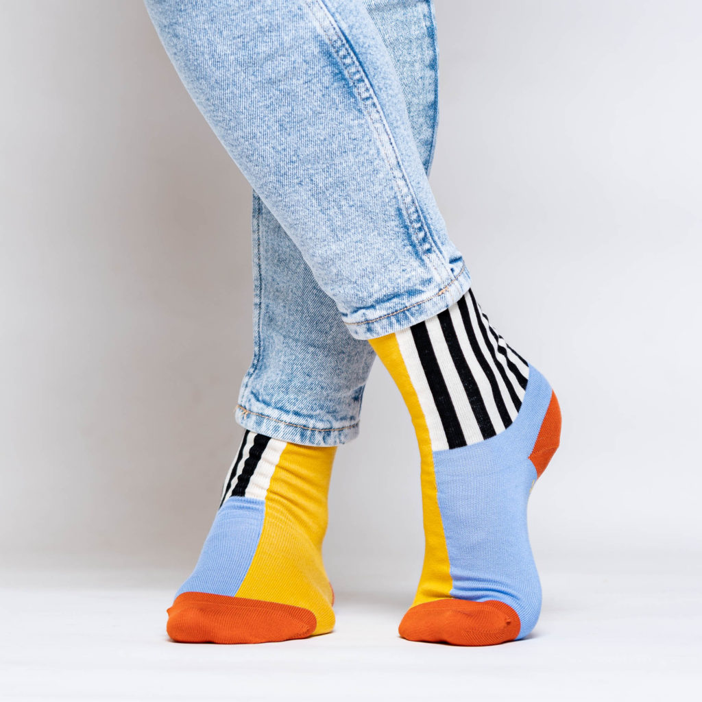 nice socks half stripes - lavender