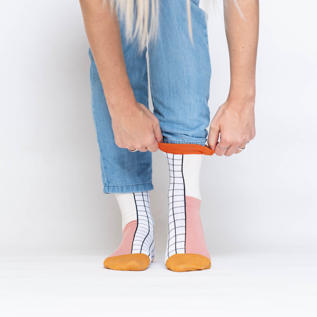 nice socks half grid - rose creme