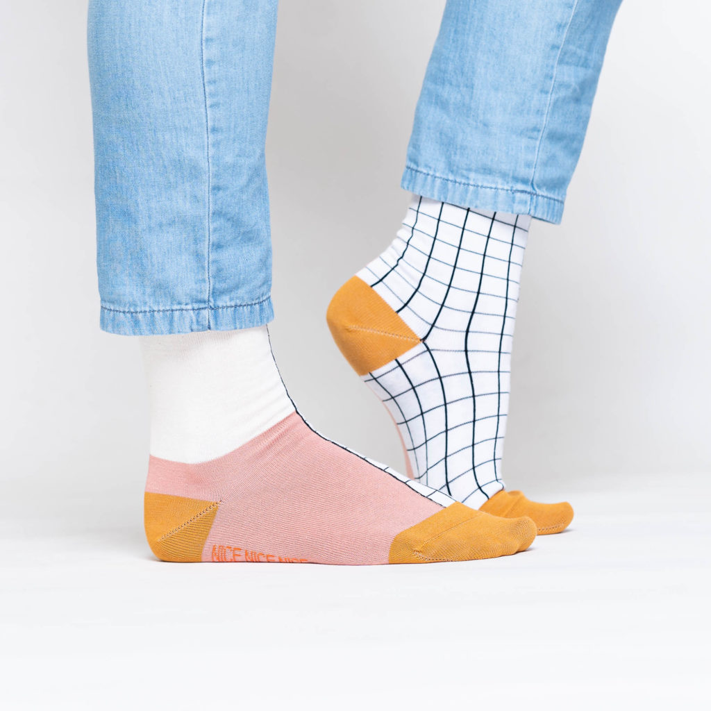 nice socks half grid - rose creme