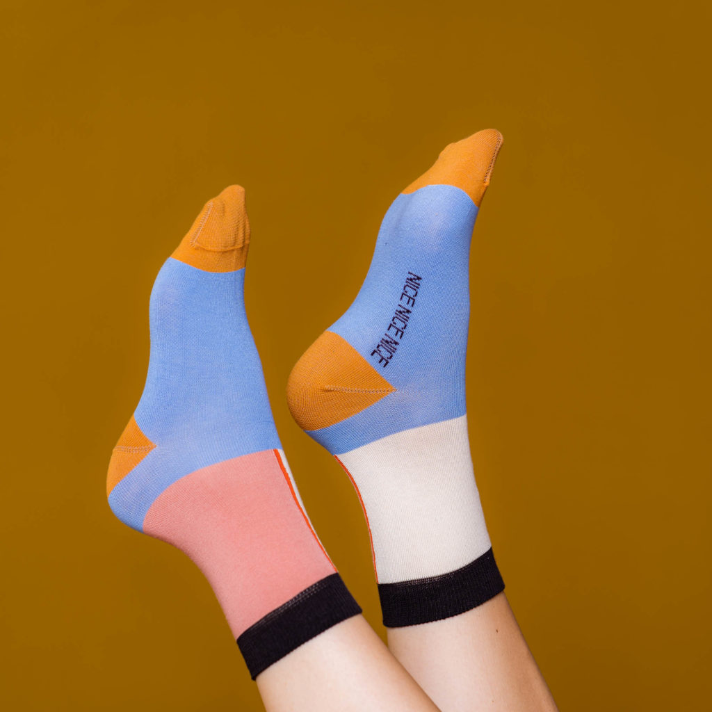 nice socks half color - lilac