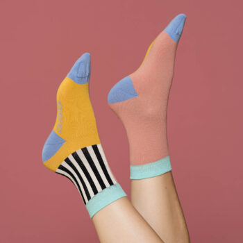 nice socks half stripes - rose mint