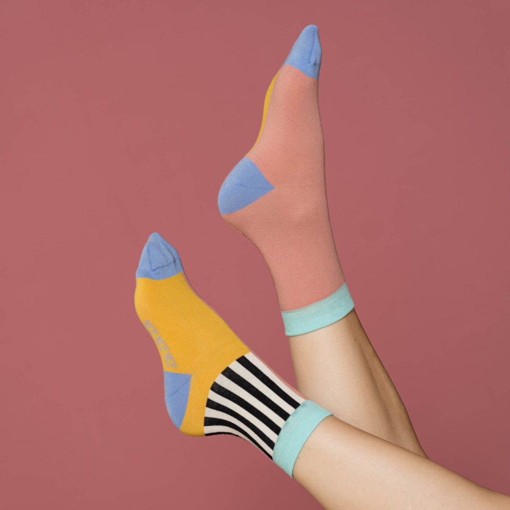 nice socks half stripes - rose mint