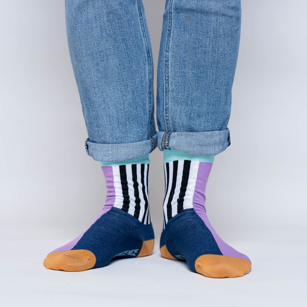nice socks half stripes - purple