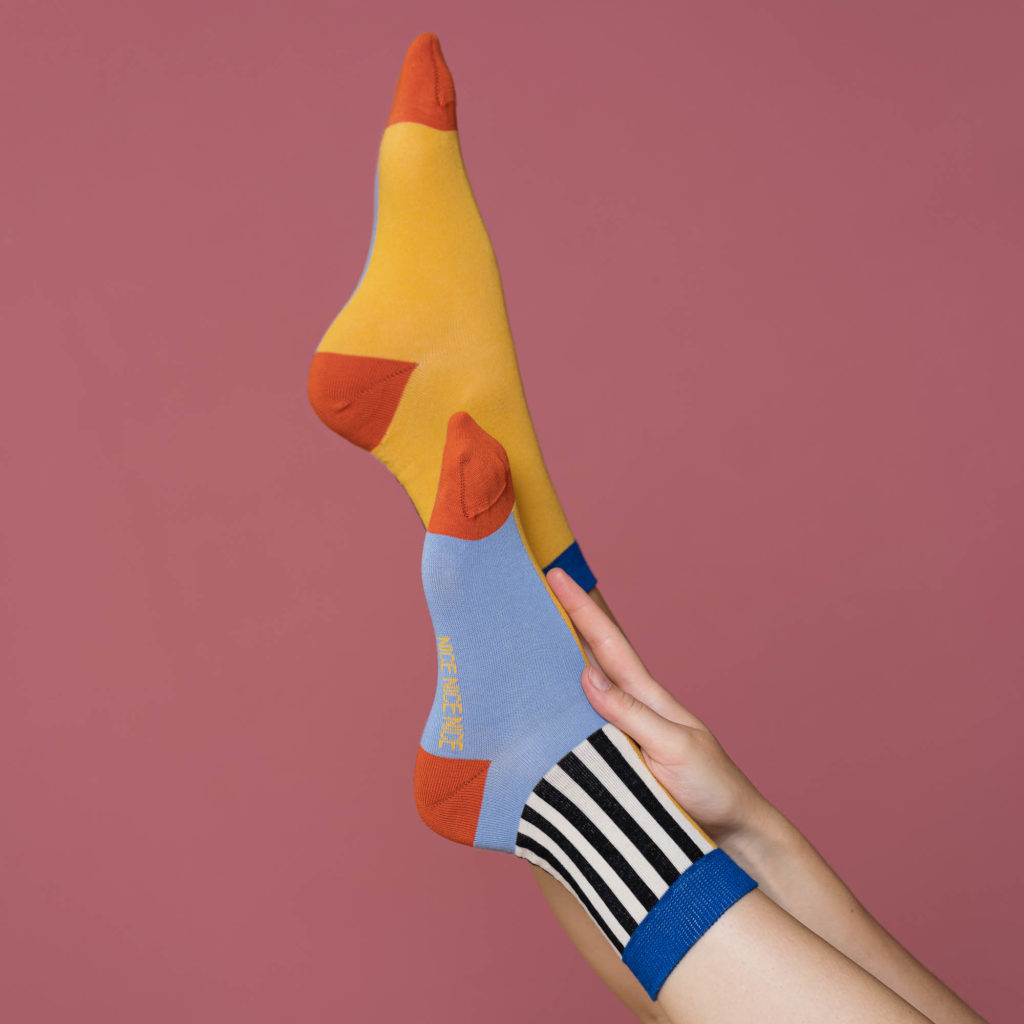 nice socks half stripes - lavender