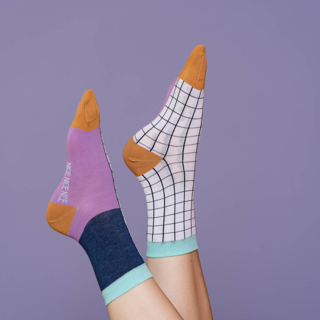 nice socks half grid - purple