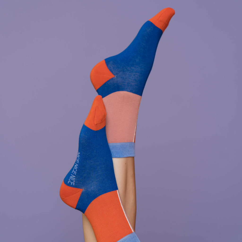 nice socks half color - blue