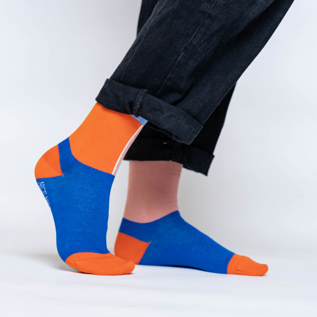 nice socks half color - blue