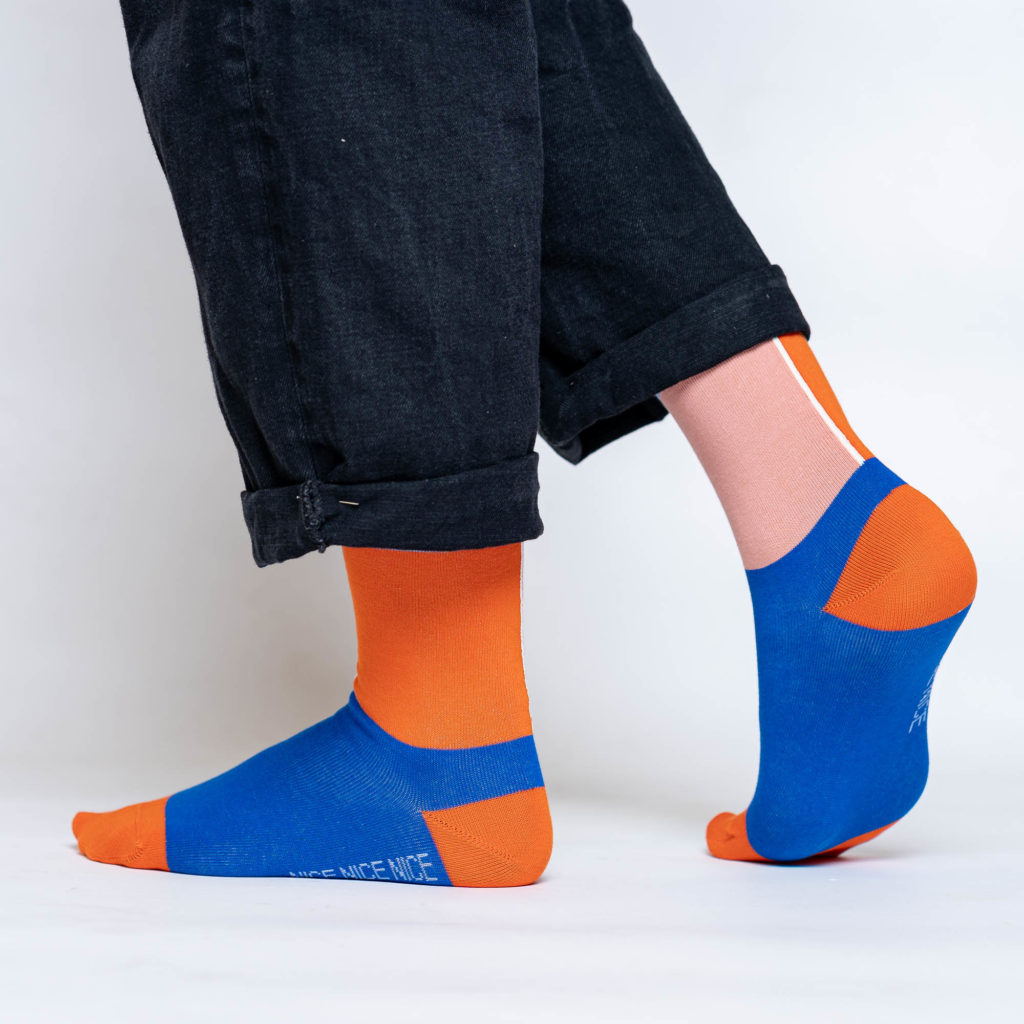 nice socks half color - blue