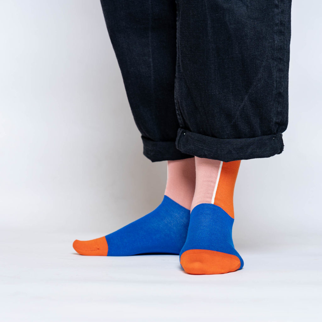 nice socks half color - blue