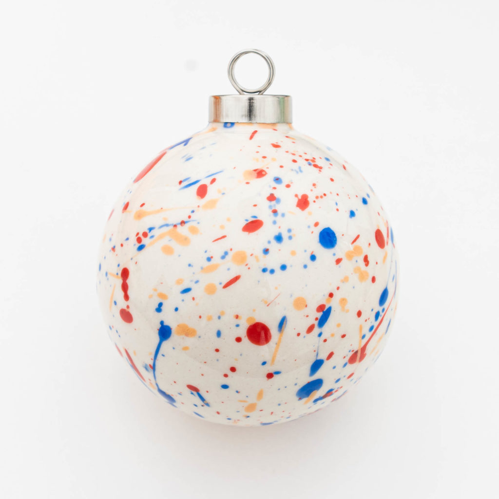 Weihnachtskugel Sprenkel rot blau rosa
