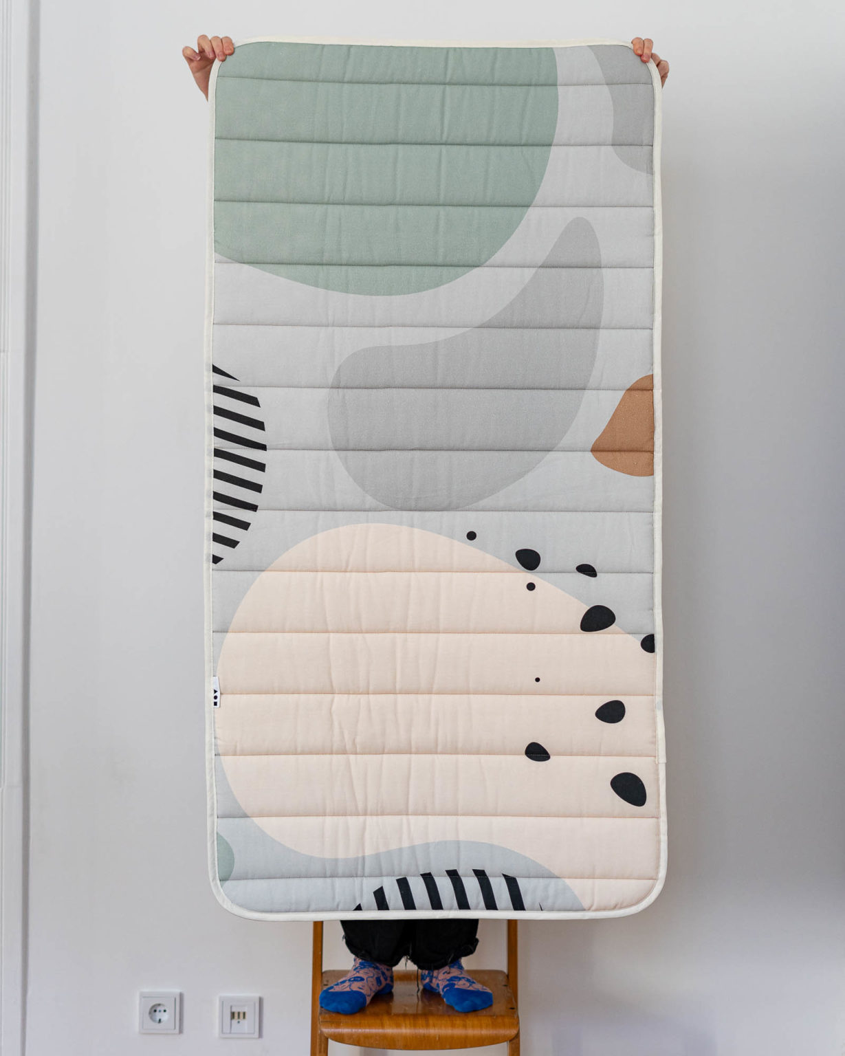 Muster Steppdecke groß - pebbles grey
