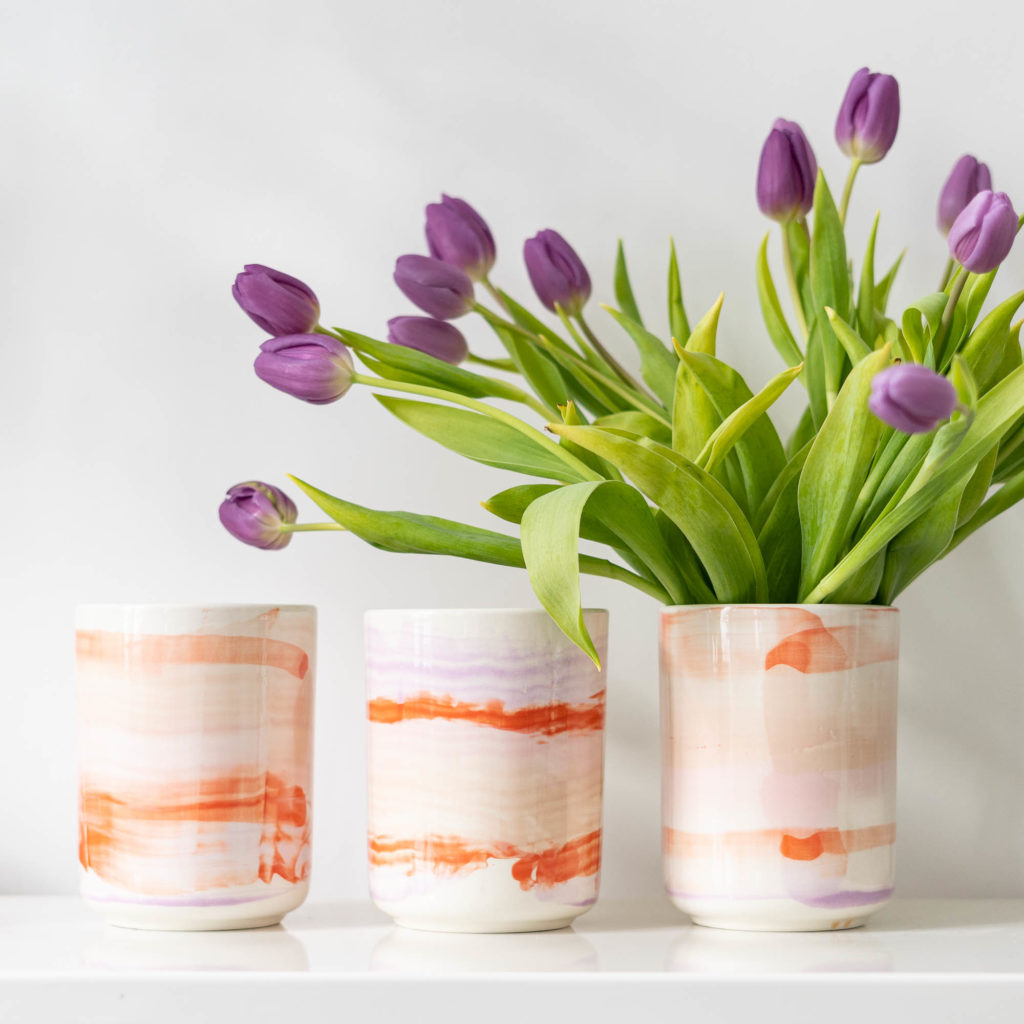 Vase rund rose red lilac