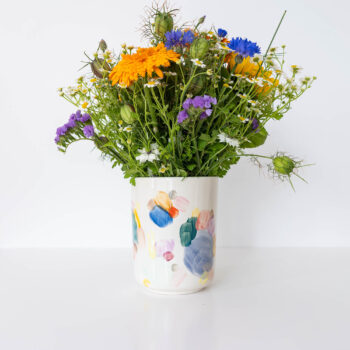 Vase rund Farbflecken