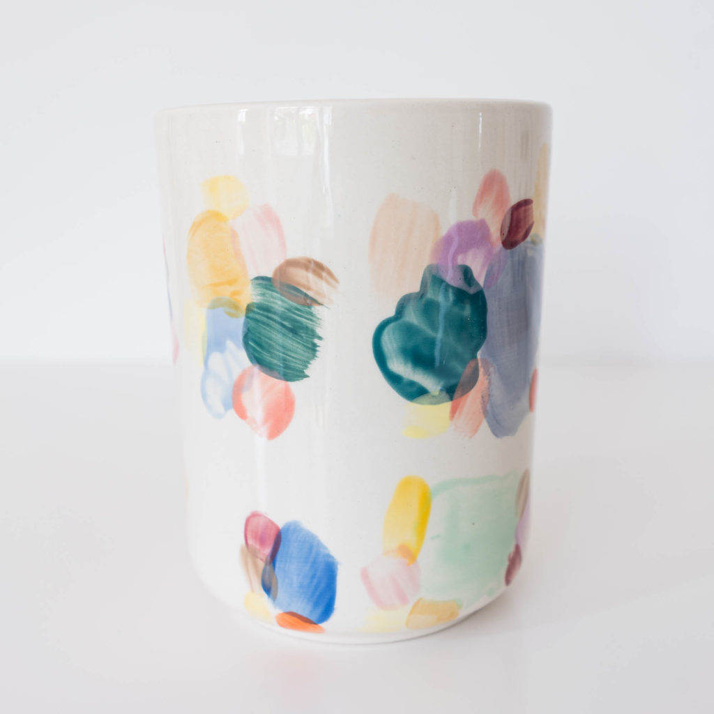 Vase rund Farbflecken