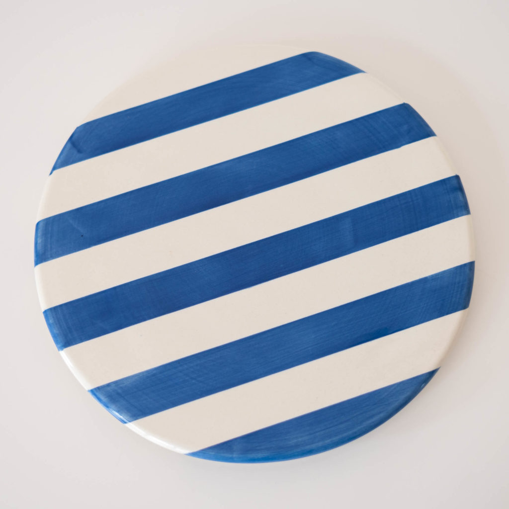 Topfuntersetzer / Kuchenteller - gestreift blau