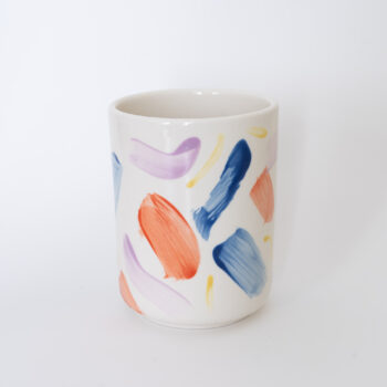 Vase rund rot blau gelb