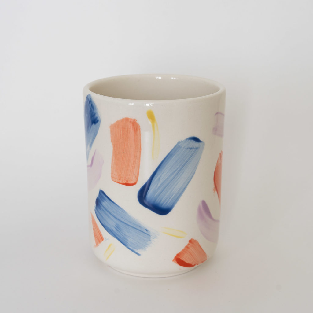 Vase rund rot blau gelb