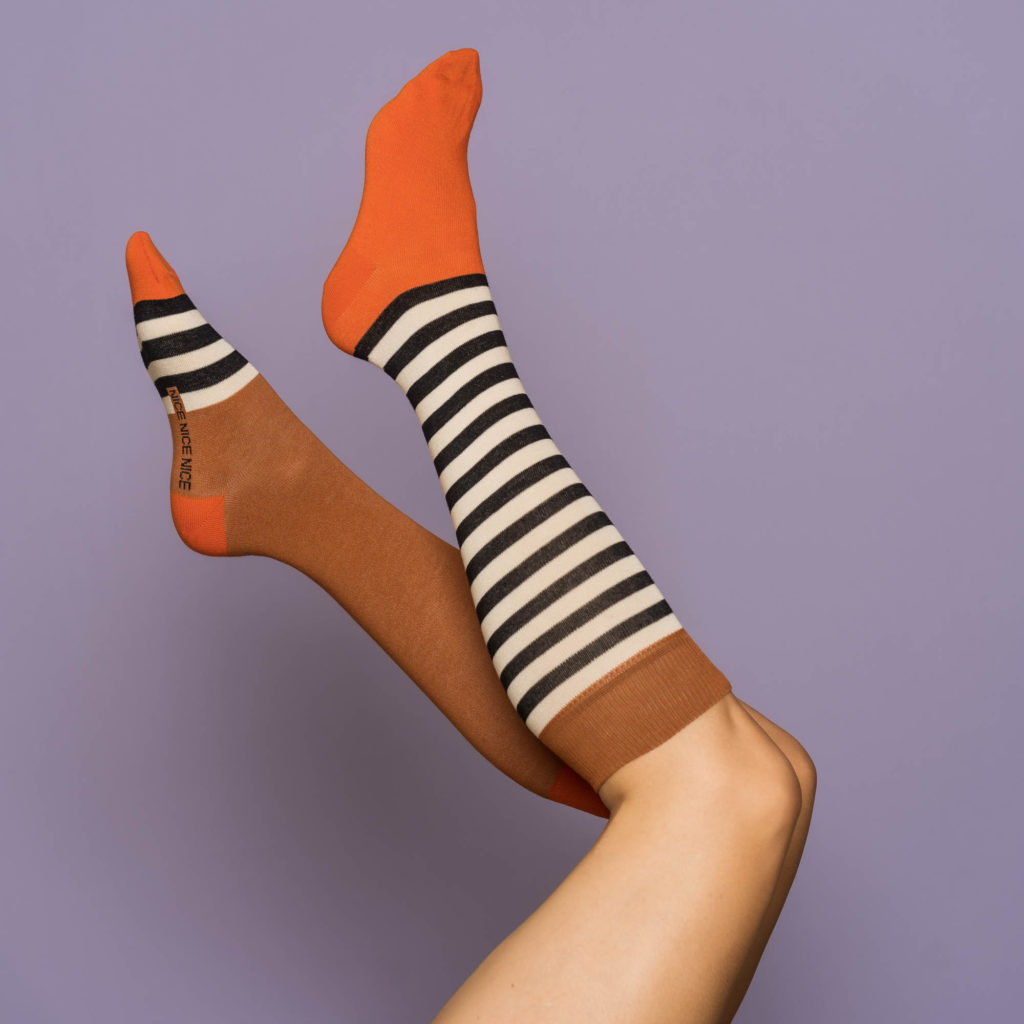 Kniestrümpfe stripes  - brown red