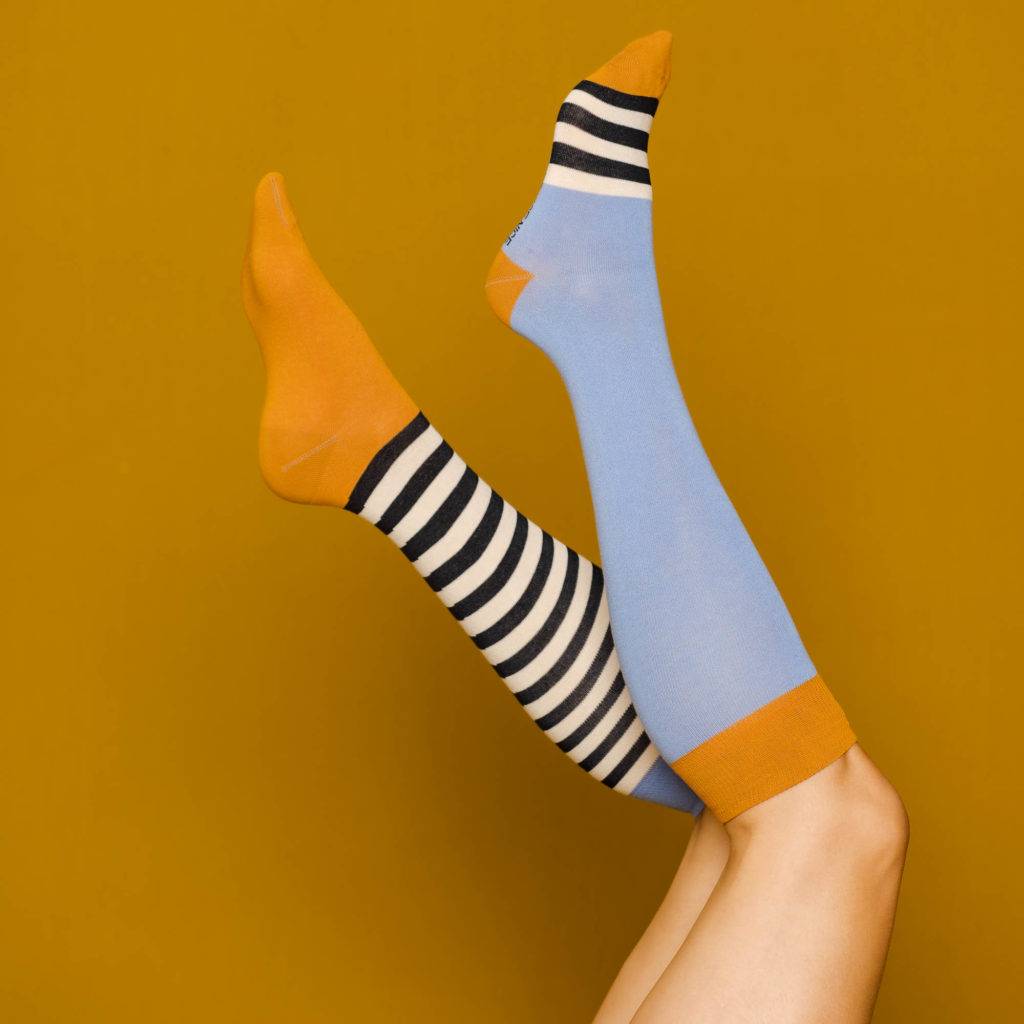 Kniestrümpfe stripes  - lilac orange