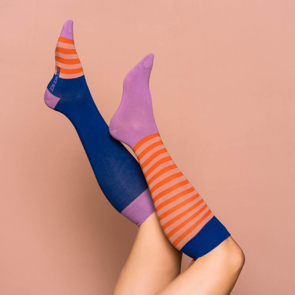 Kniestrümpfe stripes  - blue red