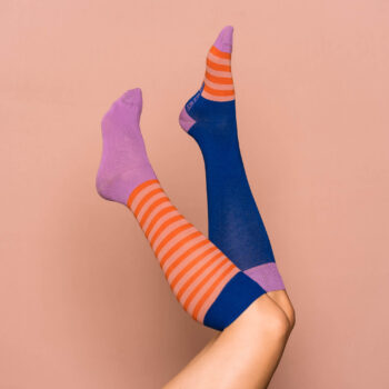 Kniestrümpfe stripes  - blue red
