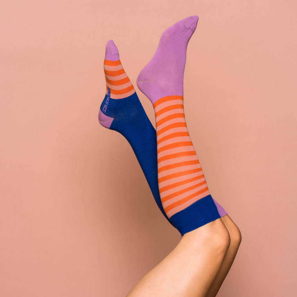 Kniestrümpfe stripes  - blue red