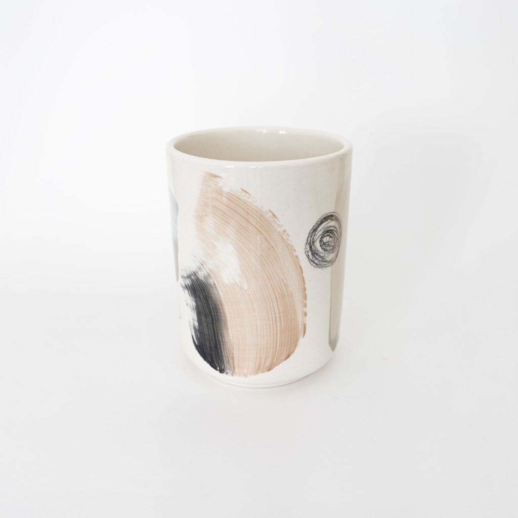 Vase rund black brown