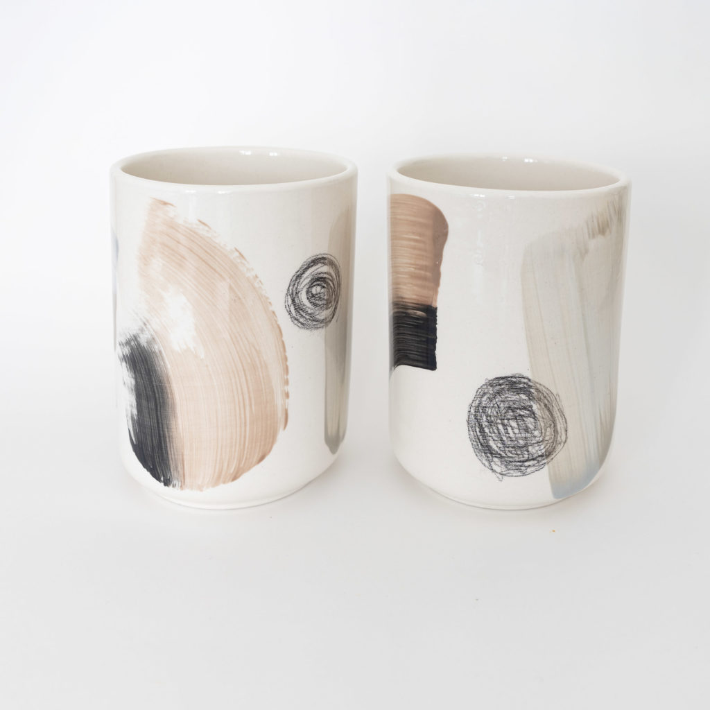 Vase rund black brown