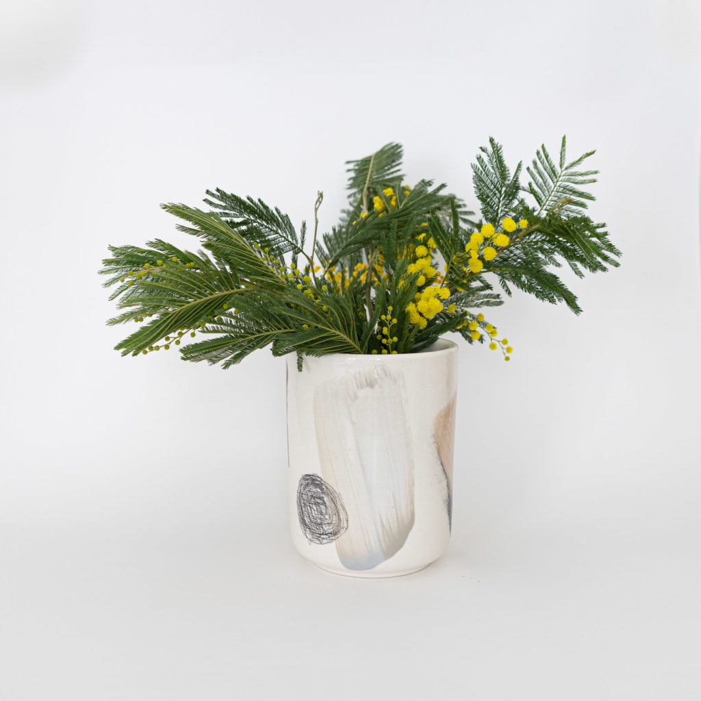 Vase rund black brown
