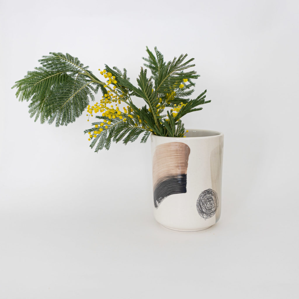 Vase rund black brown