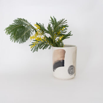Vase rund black brown