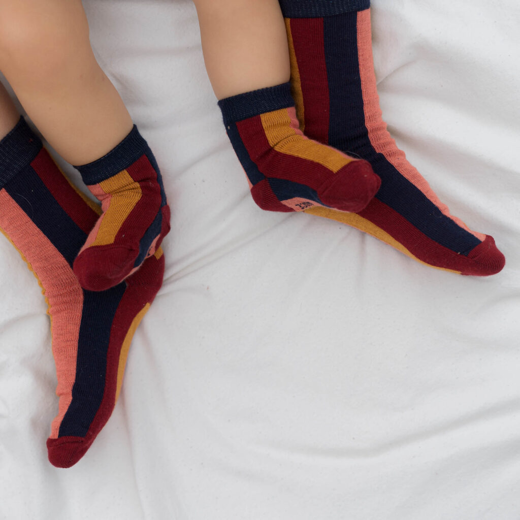 Baby-Kindersocken vertical stripes – autumn