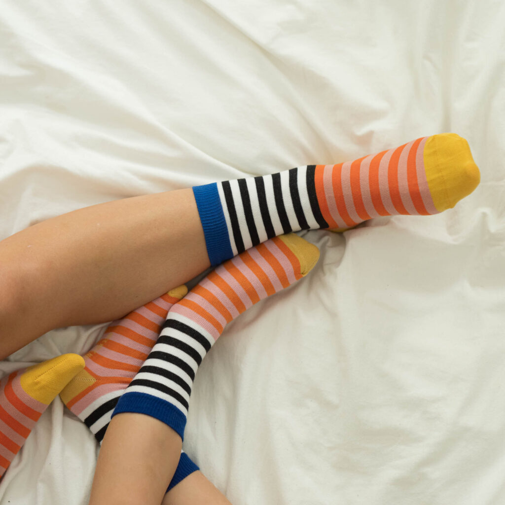 Baby-Kindersocken double stripes – red blue yellow