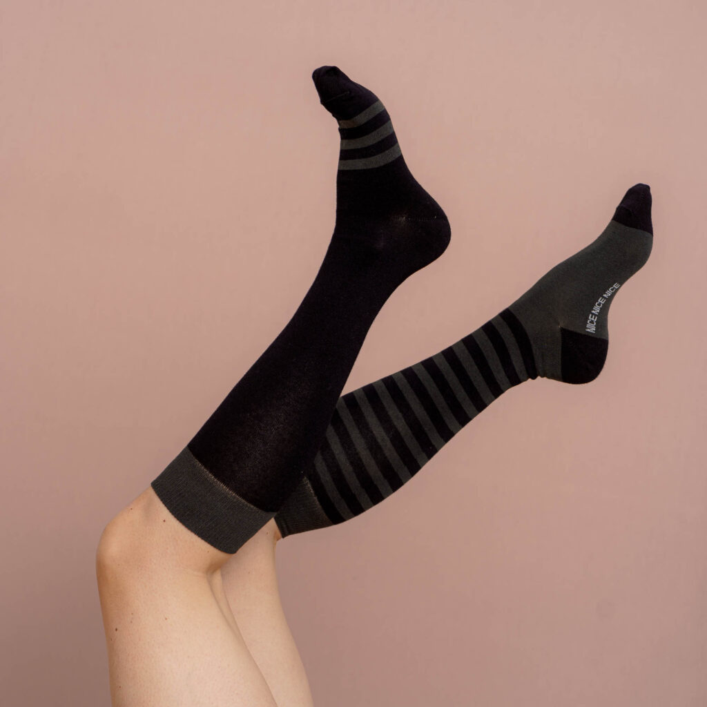 Kniestrümpfe stripes  - black