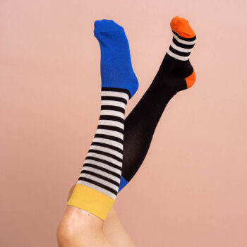Kniestrümpfe stripes  - red blue yellow
