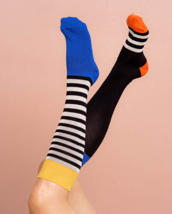 Kniestrümpfe stripes  - red blue yellow