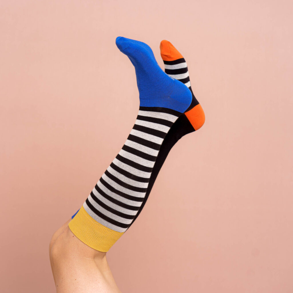 Kniestrümpfe stripes  - red blue yellow