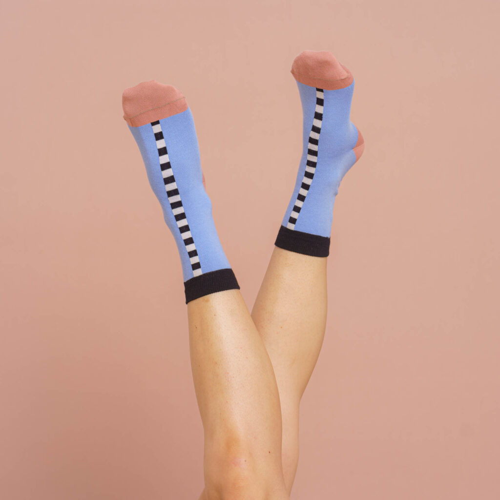 nice socks check stripes - lilac