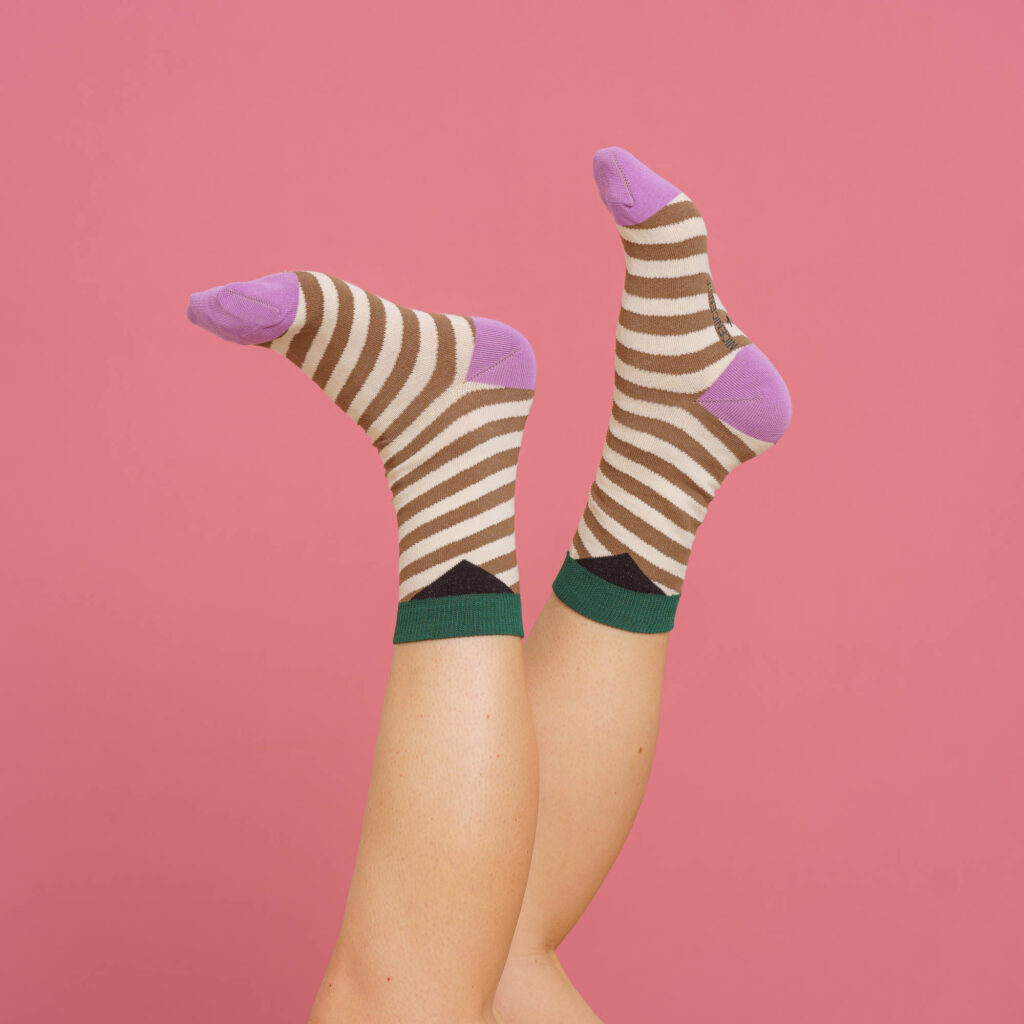 nice socks diagonal stripes - brown