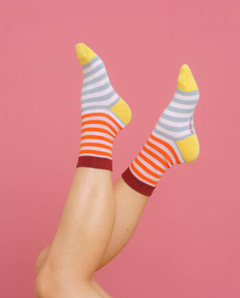 nice socks double stripes - coral sky