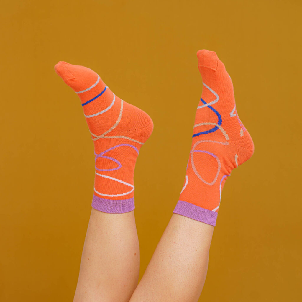 nice socks color lines - coral
