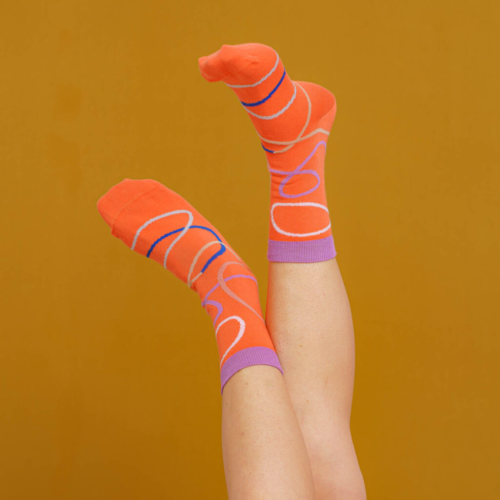 nice socks color lines - coral