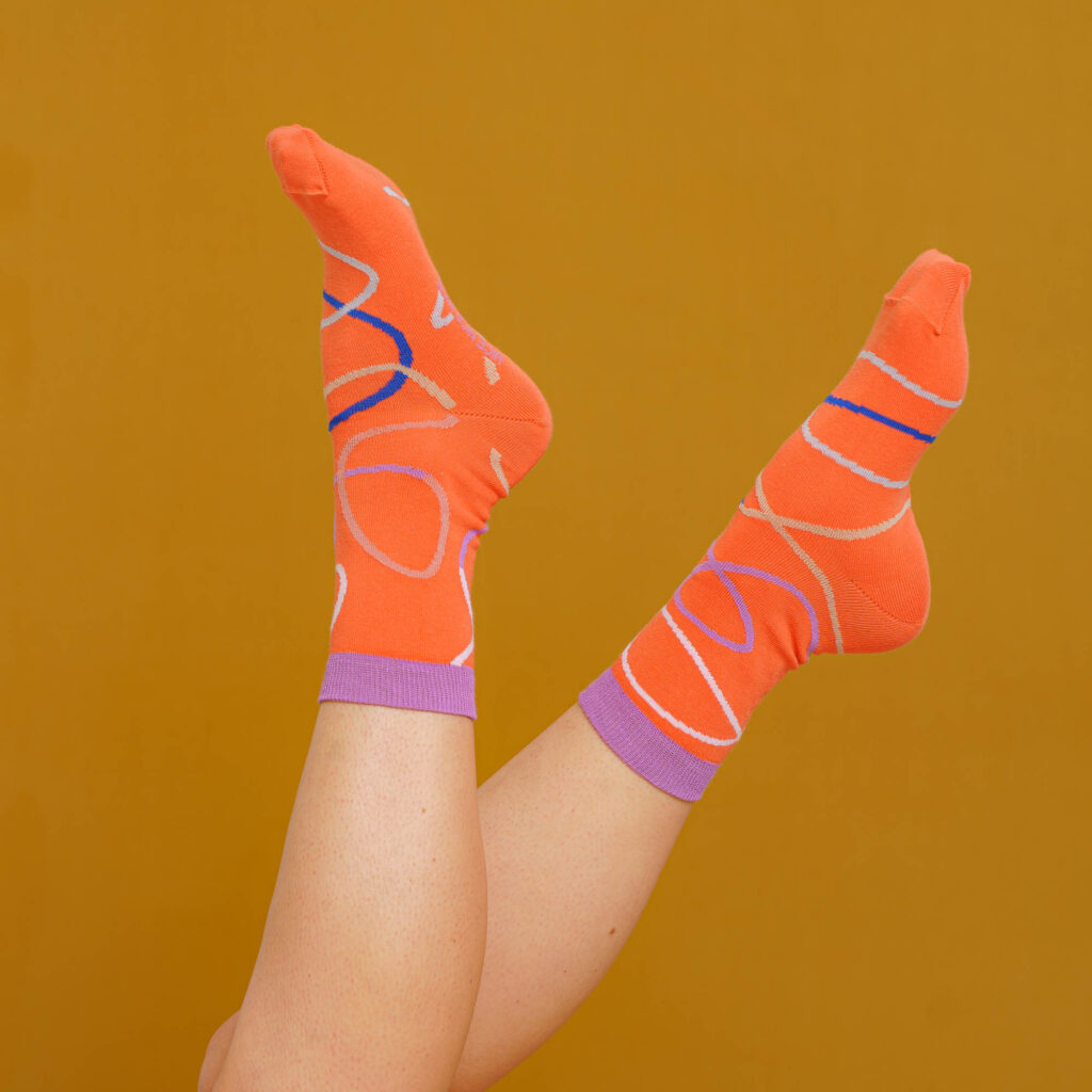 nice socks color lines - coral