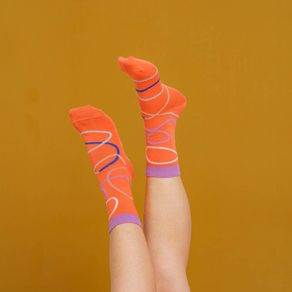 nice socks color lines - coral
