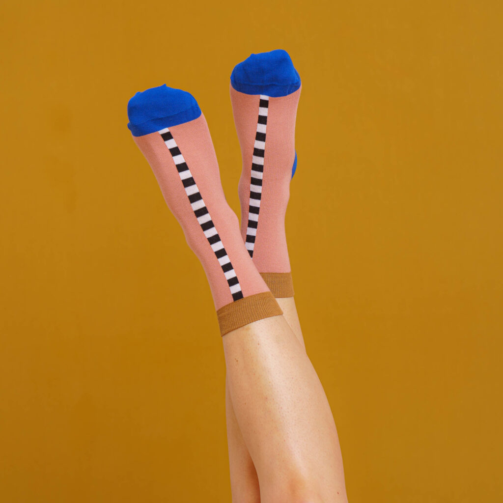 nice socks check stripes - rose