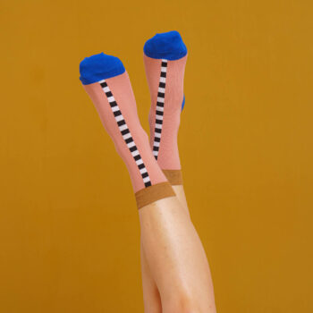 nice socks check stripes - rose