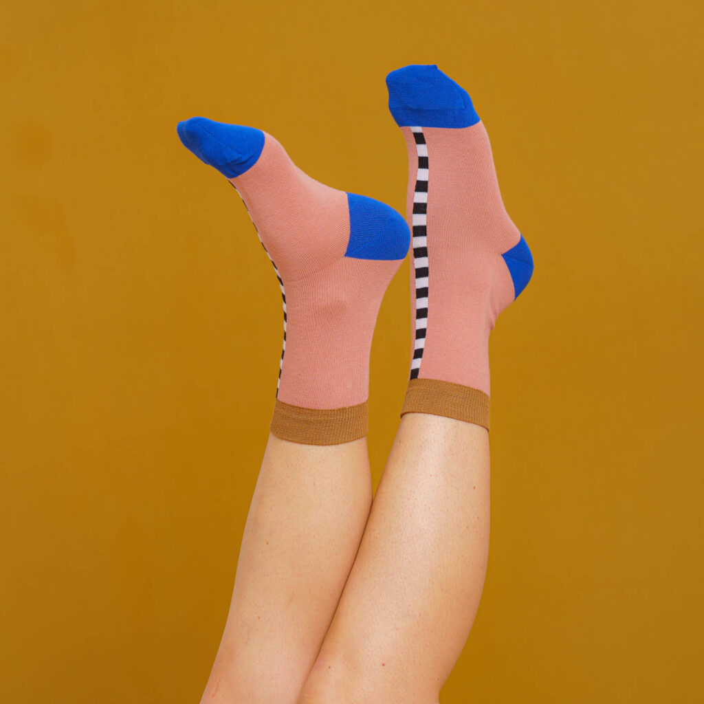 nice socks check stripes - rose